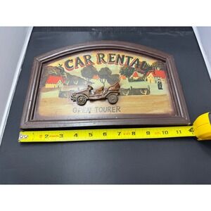 Car Rental Open Tourer wood Sign Vintage Style Automotive Display art Wall Decor